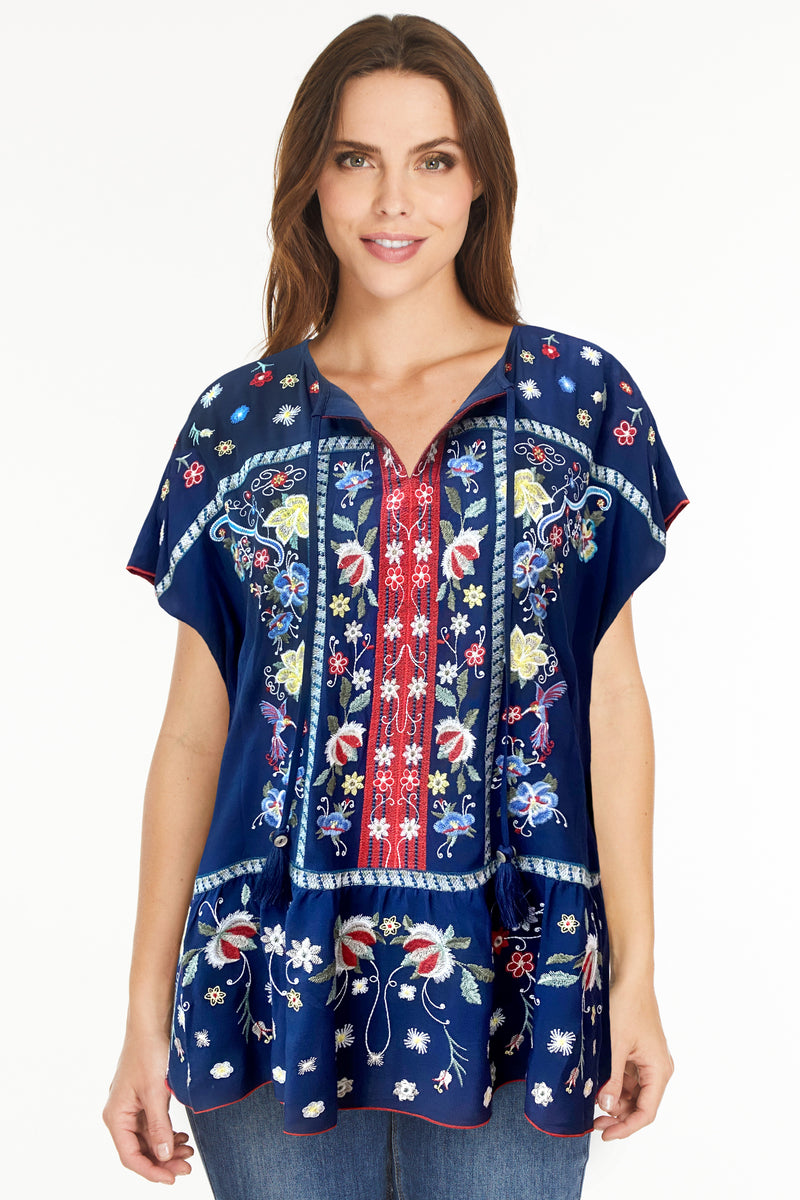 Two-Toned Embroidered Tunic - Multi