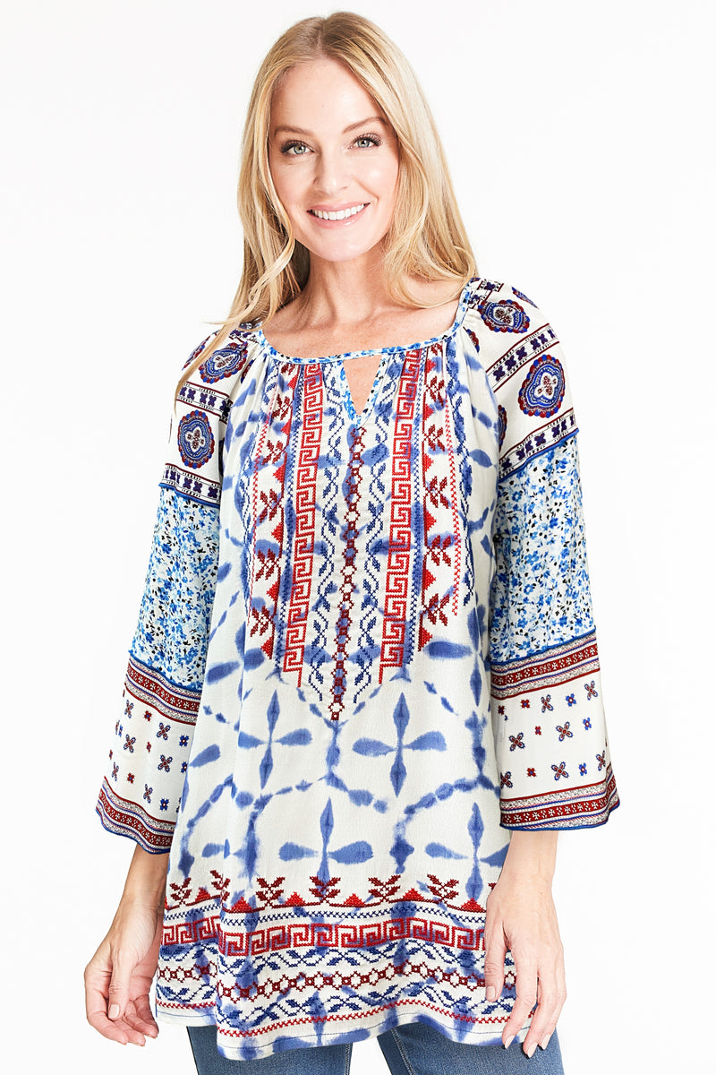 Tie Dye Embroidered Tunic - Multi