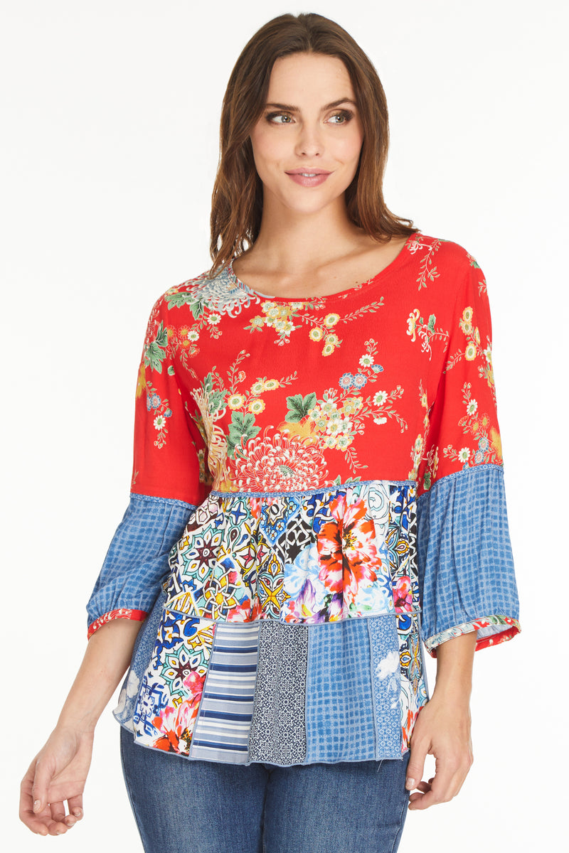 Bubble Sleeve Tunic - Floral Multi