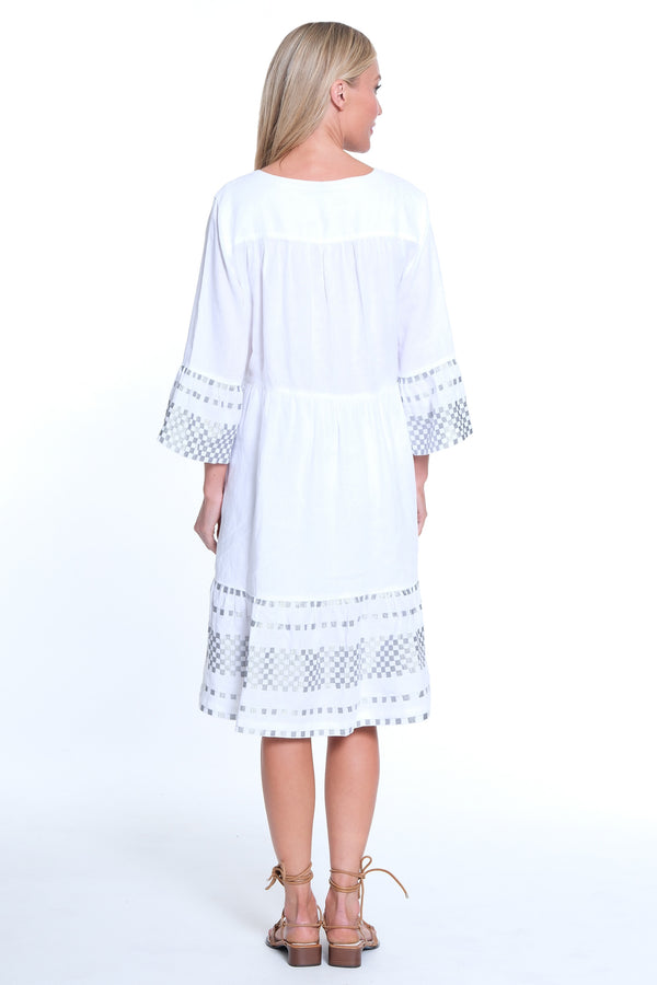 Basket Weave Detail Dress- White