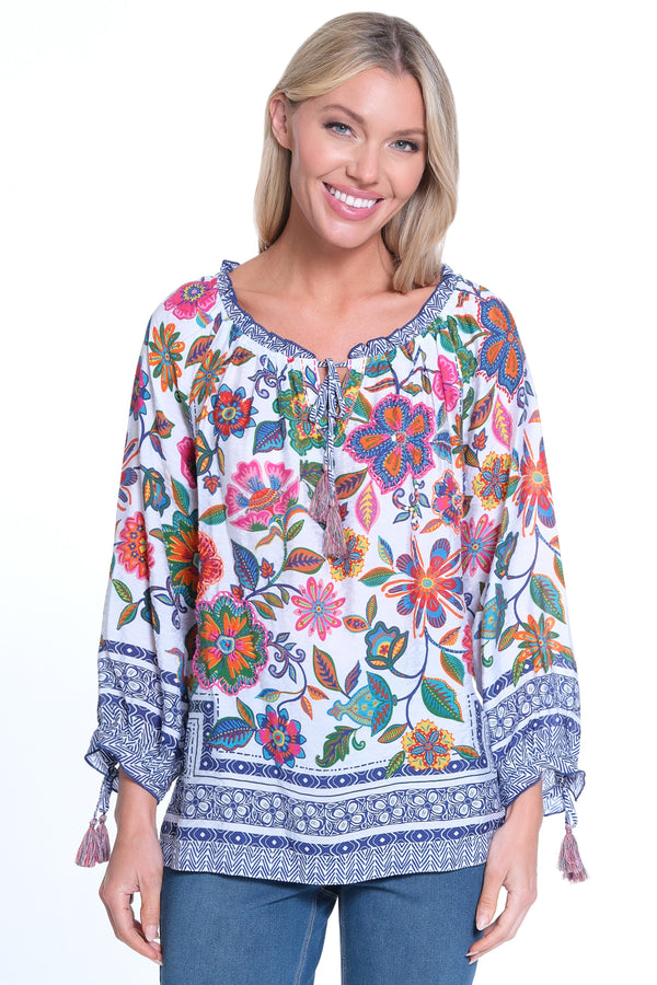 Tunic with Beaded Detail - Floral Multi