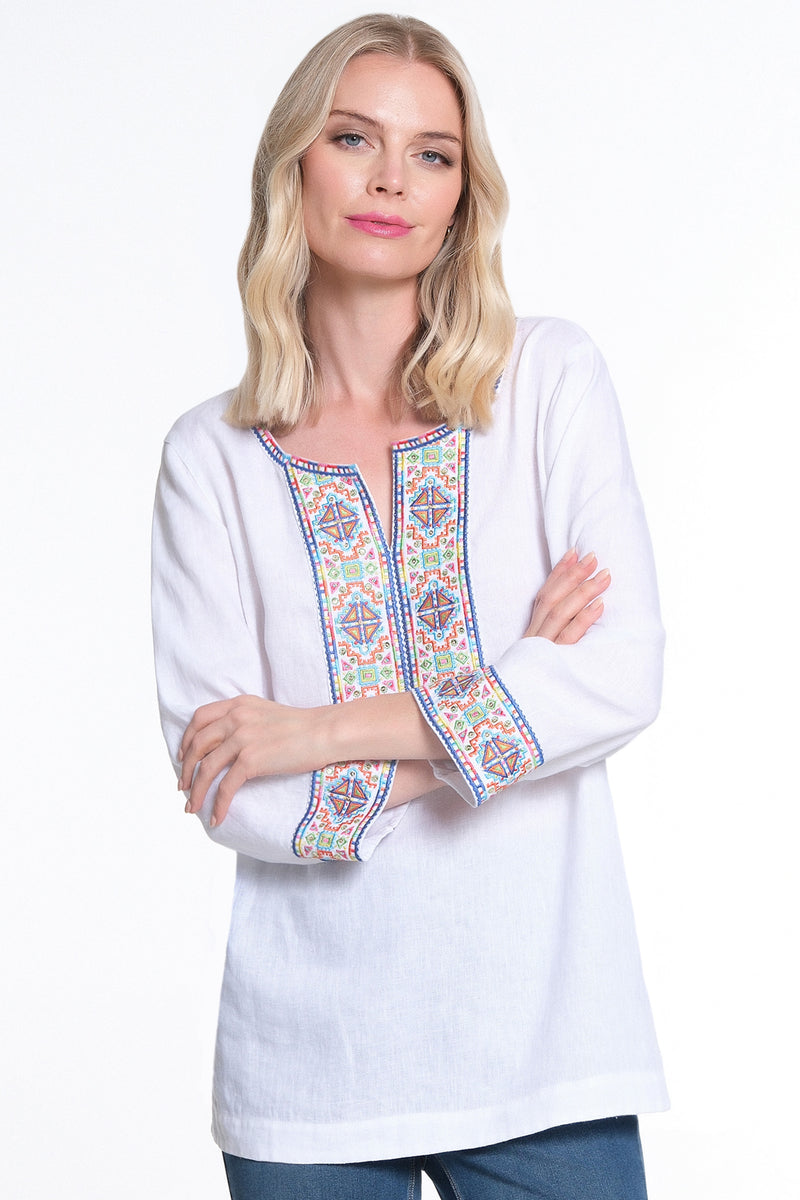 Embroidered Sequin Tunic - White