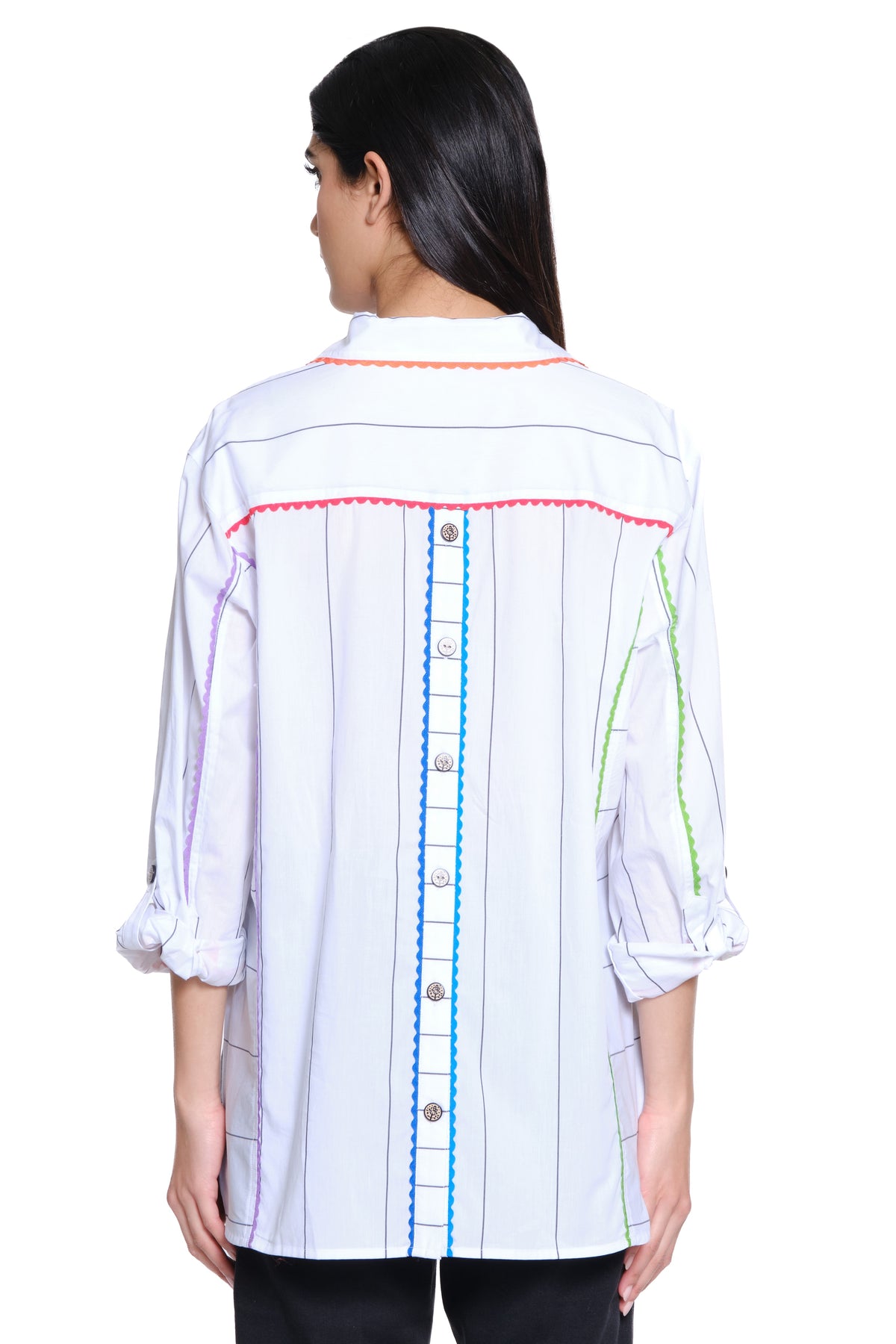 COTTON LAWN ASM SWALLOWTAIL GATHER DETAIL BLOUSE – THE SHOP