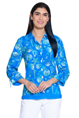 Seashell Print Button-Front Top - Petite - Malibu