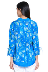 Seashell Print Button-Front Top - Petite - Malibu