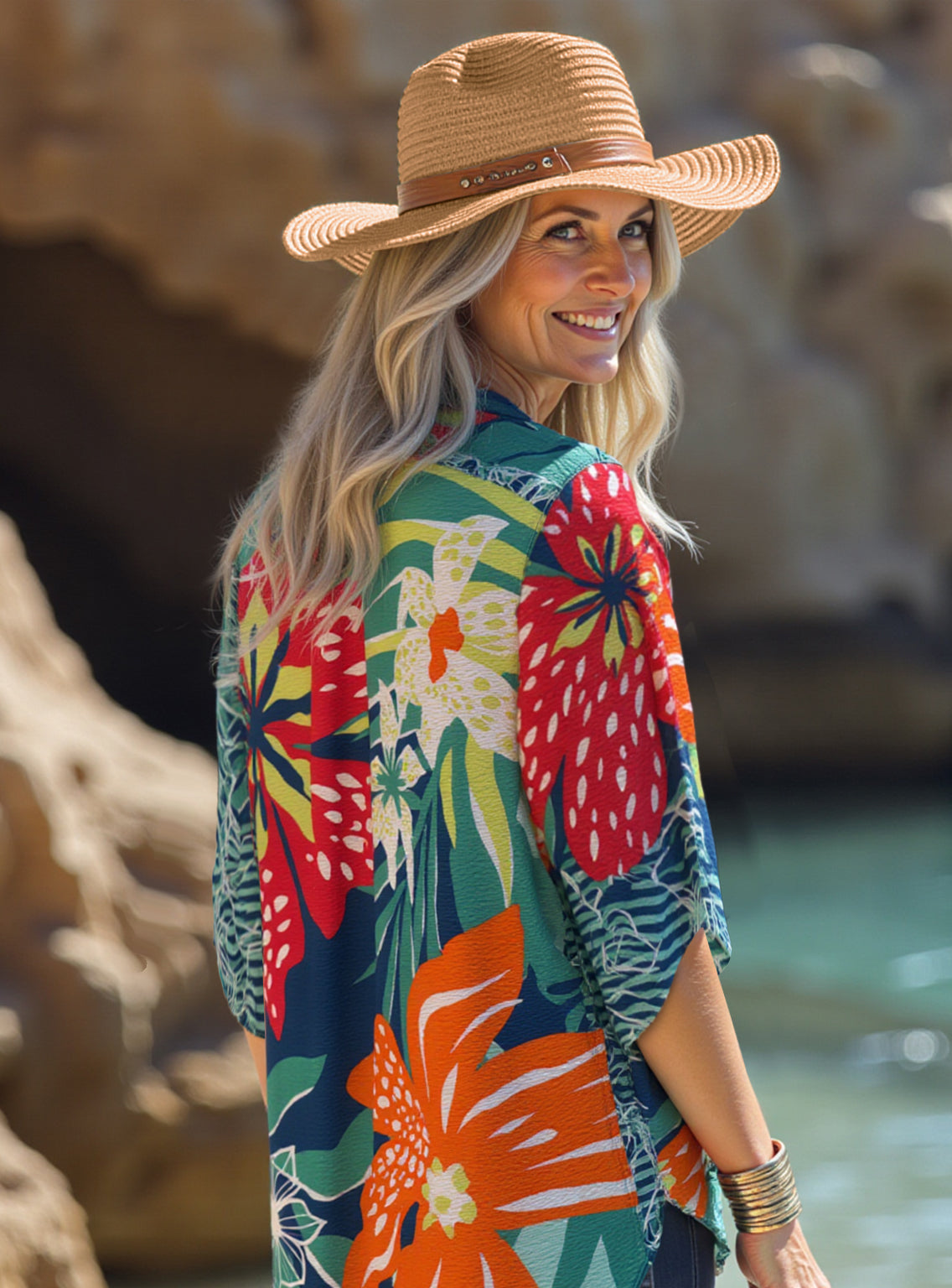 Printed Button-Front Tunic - Plus - Multi