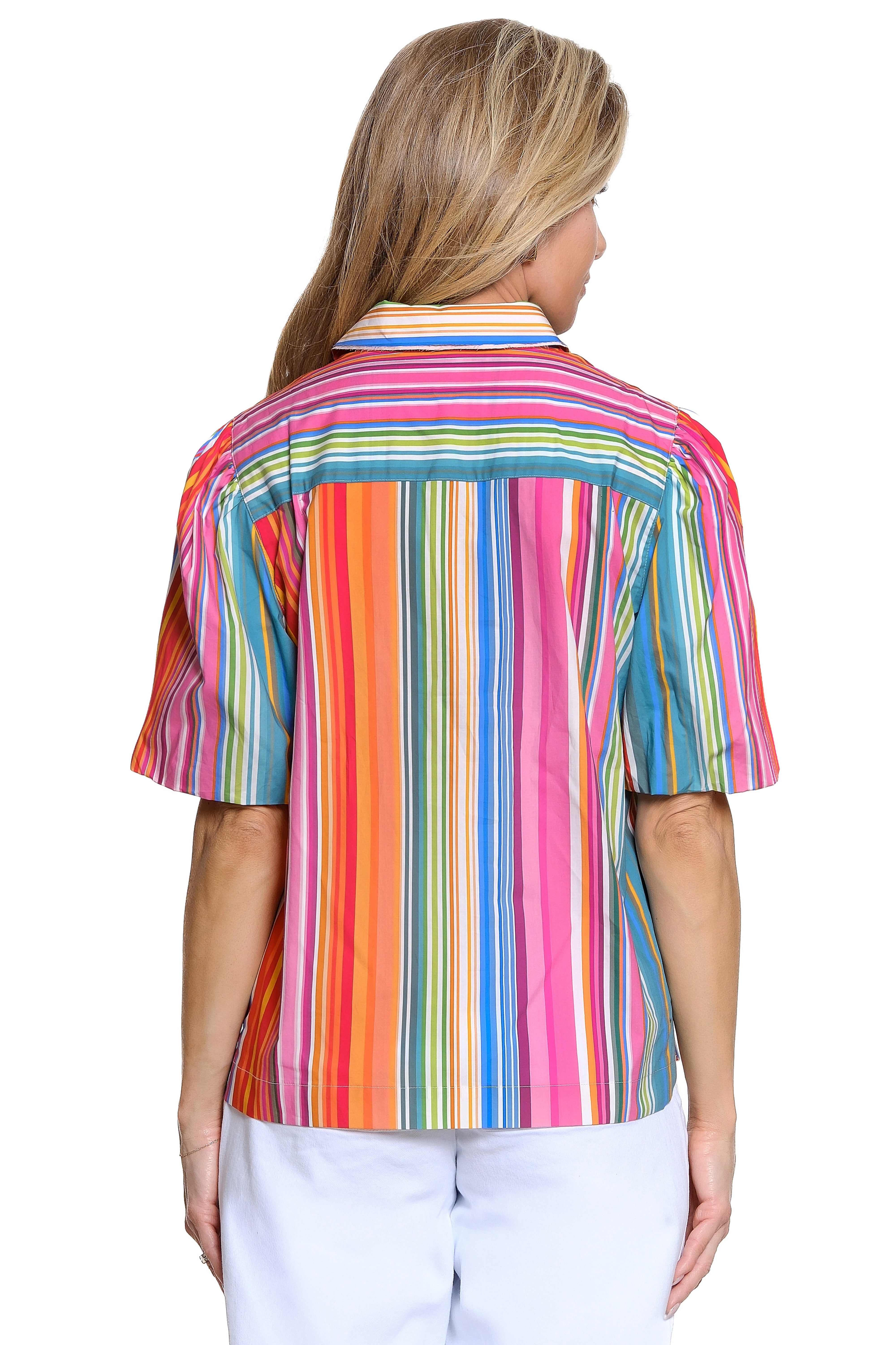 Short Sleeve Blouse - Stripe Multi