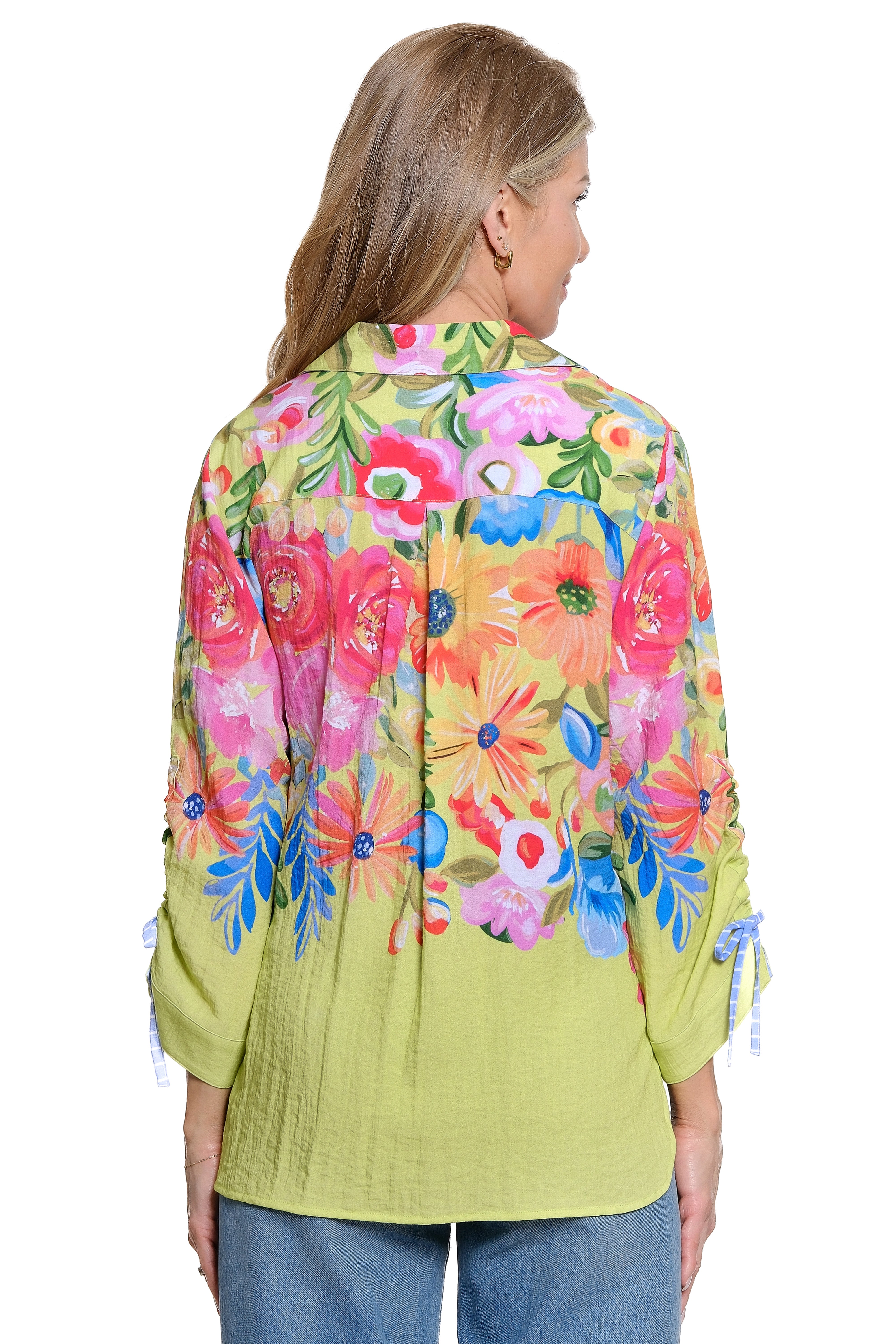 Floral Tunic with Cinch Sleeves - Floral Multi