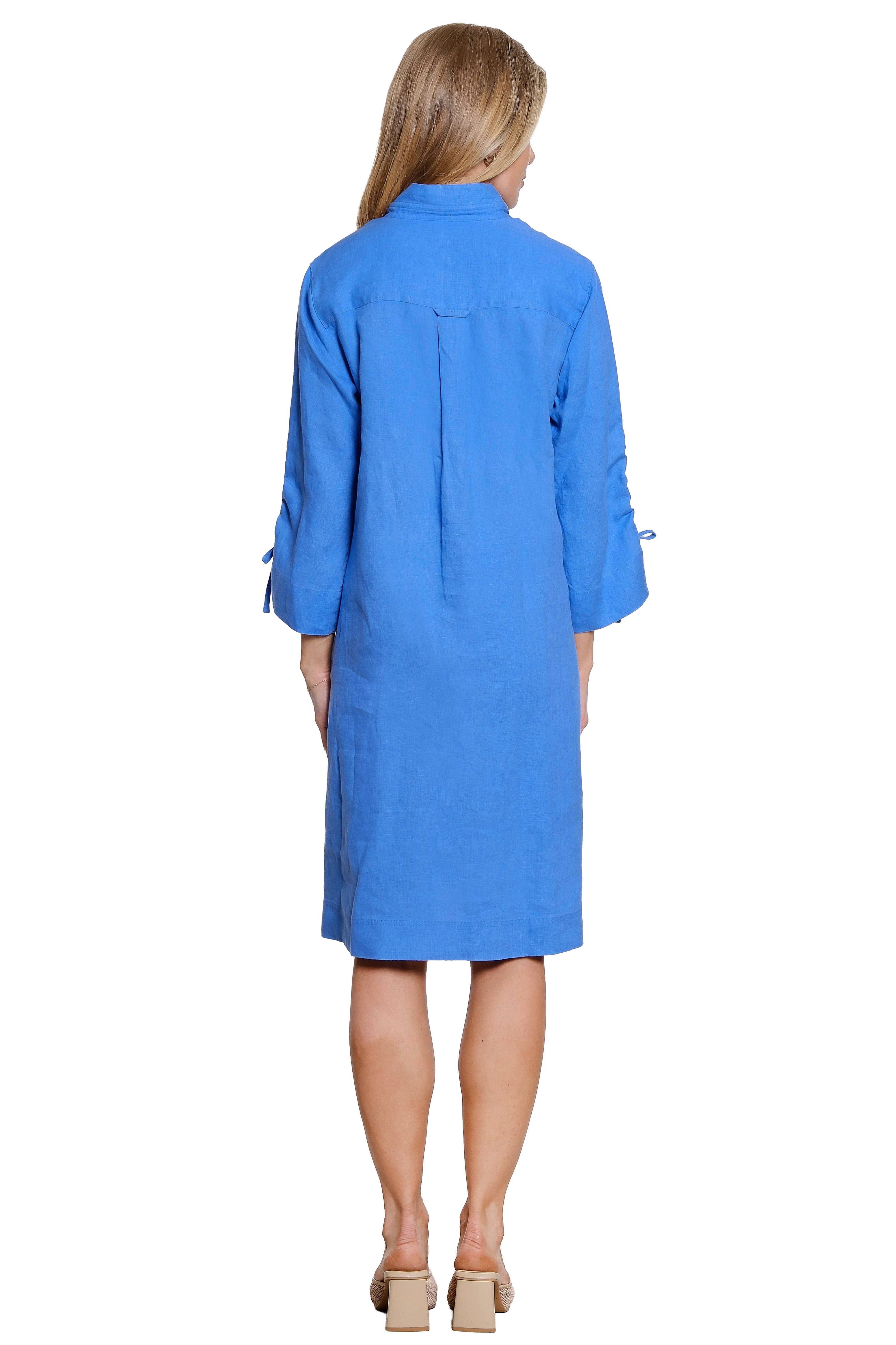 Solid Dress Front Pockets Cinch Sleeve - Plus - Pacific