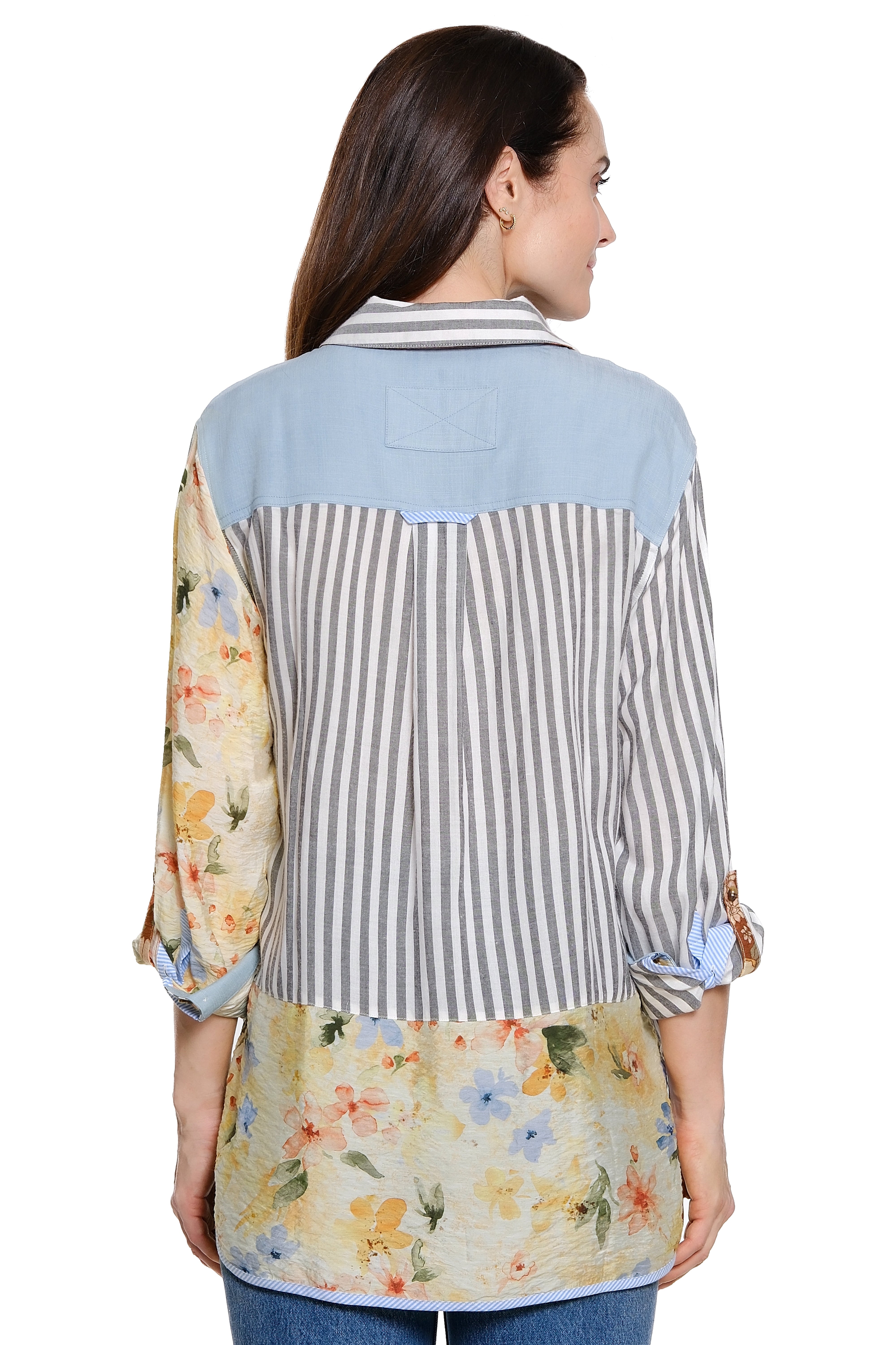 Mix Print Button Down Blouse - Multi