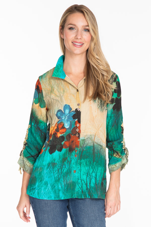 Floral Wire Collar Tunic - Multi