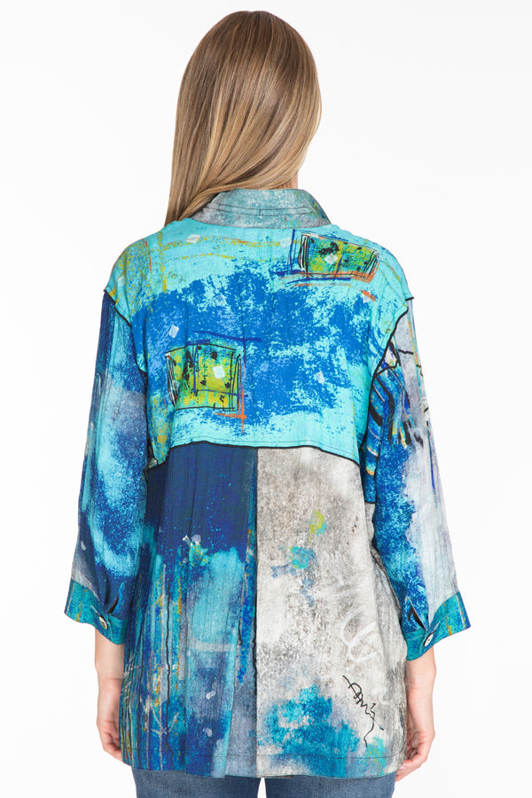 Abstract Wire Collar Tunic - Abstract Multi