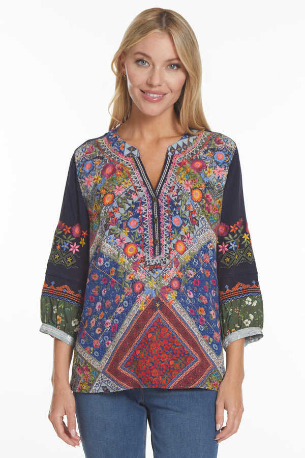 Patch Embroidered Tunic - Floral Multi