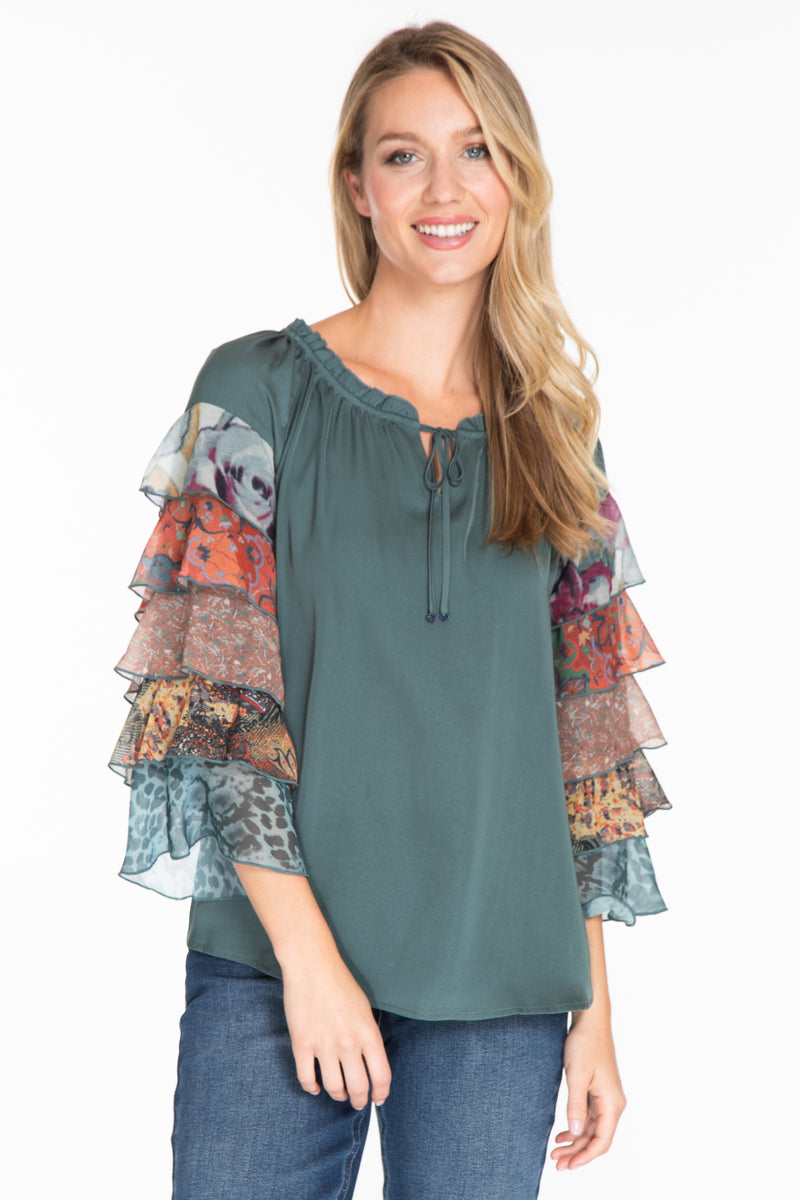 Peasant Tunic - Slate Blue