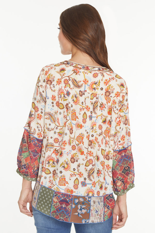 Embroidered Button Up Tunic- Multi