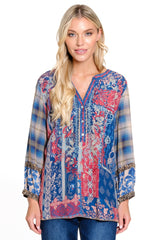 Embroidered 3/4 Sleeve Tunic - Petite - Multi