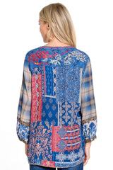 Embroidered 3/4 Sleeve Tunic - Petite - Multi