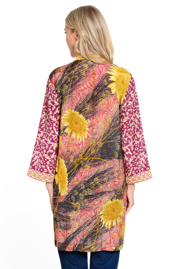 Long Embroidered Kimono - Women's - Multi