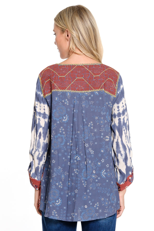 Mixed Print Tie Detail Tunic - Multi