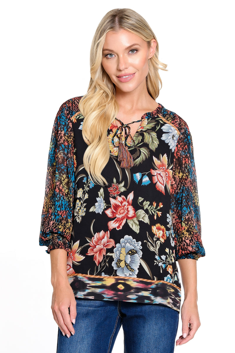 Mixed Print Tunic - Petite - Multi