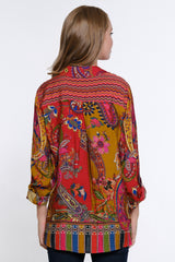 Scarf Print Button Up Shirt - Petite - Paisley Multi