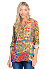 Embroidered Print Tunic - Women's - Spice Print