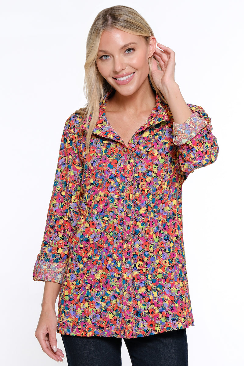 Eyelet Wire Collar Tunic - Multi