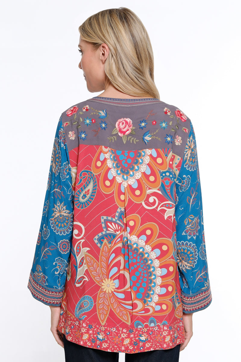 Embroidered Y-Neck Tunic - Multi