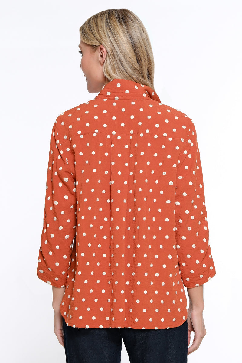 Embroidered Dot Tunic - Petite - Spice