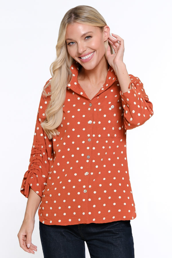 Embroidered Dot Tunic - Petite - Spice