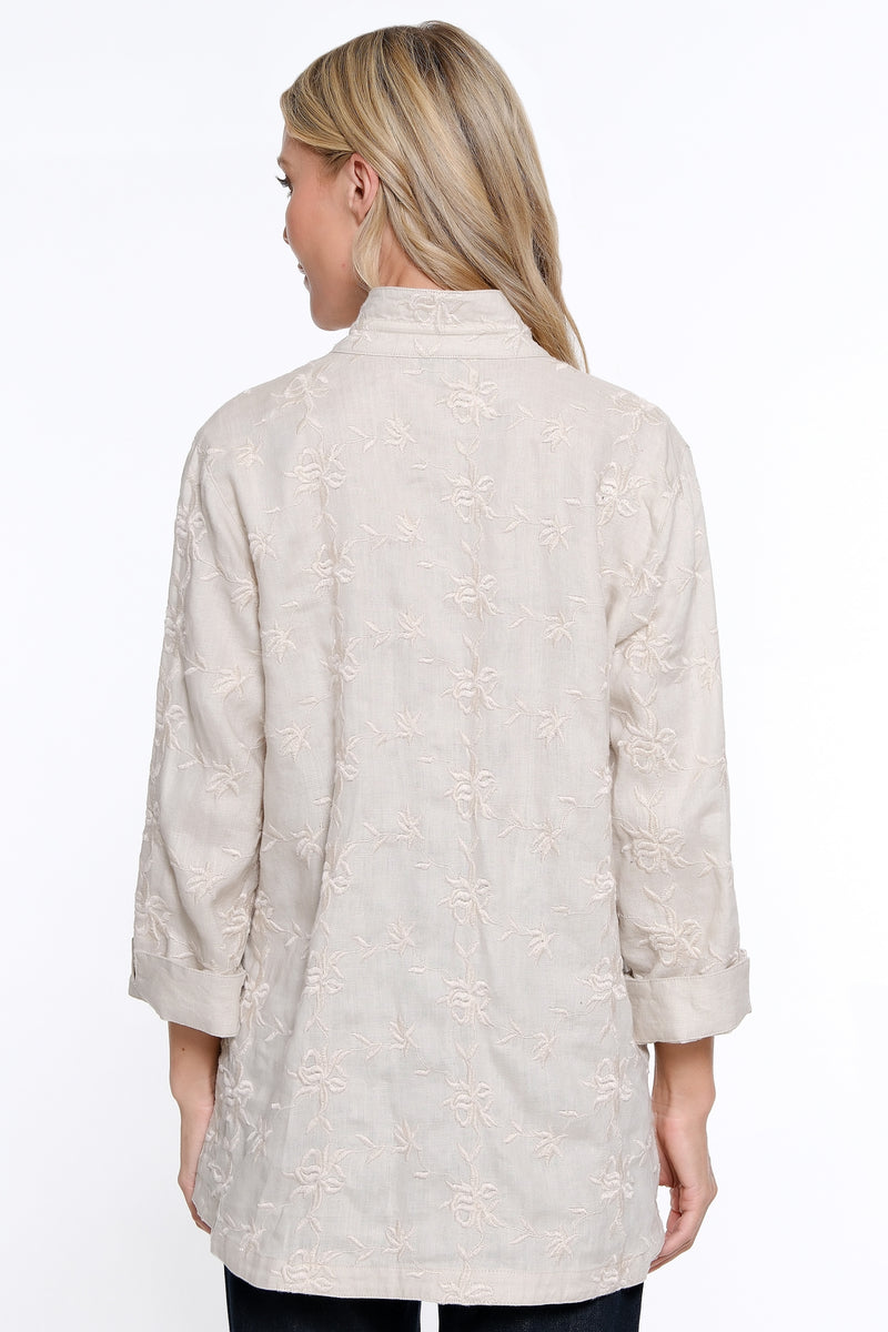 Linen Button Front Blouse - Light Taupe