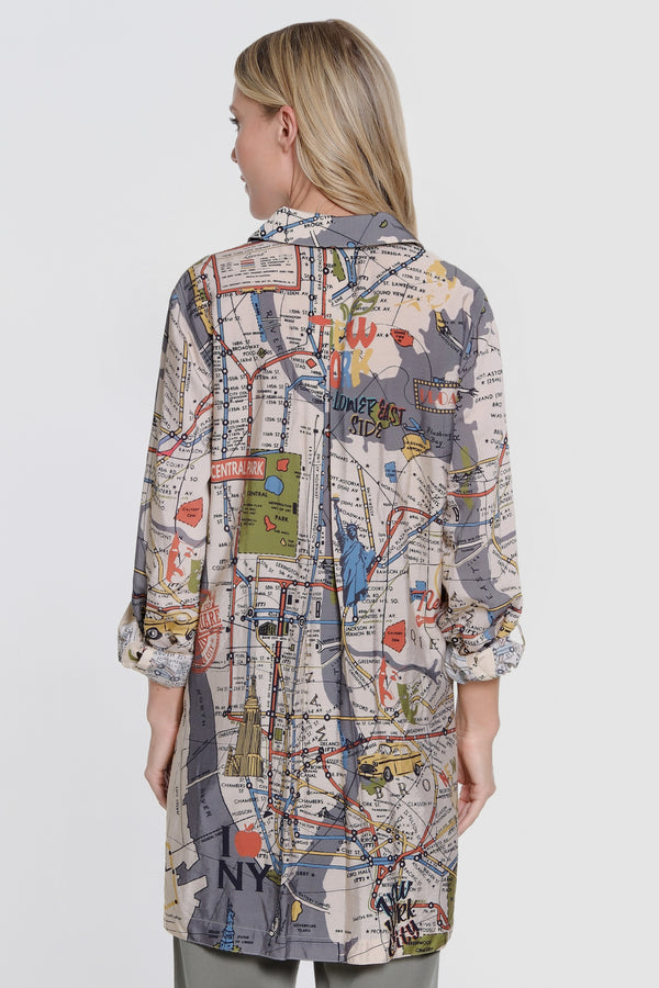 Map Print Tunic - Multi