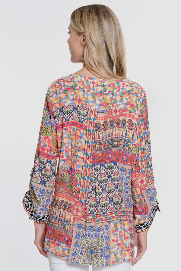 Print Tunic with Tassel Details - Spice Print