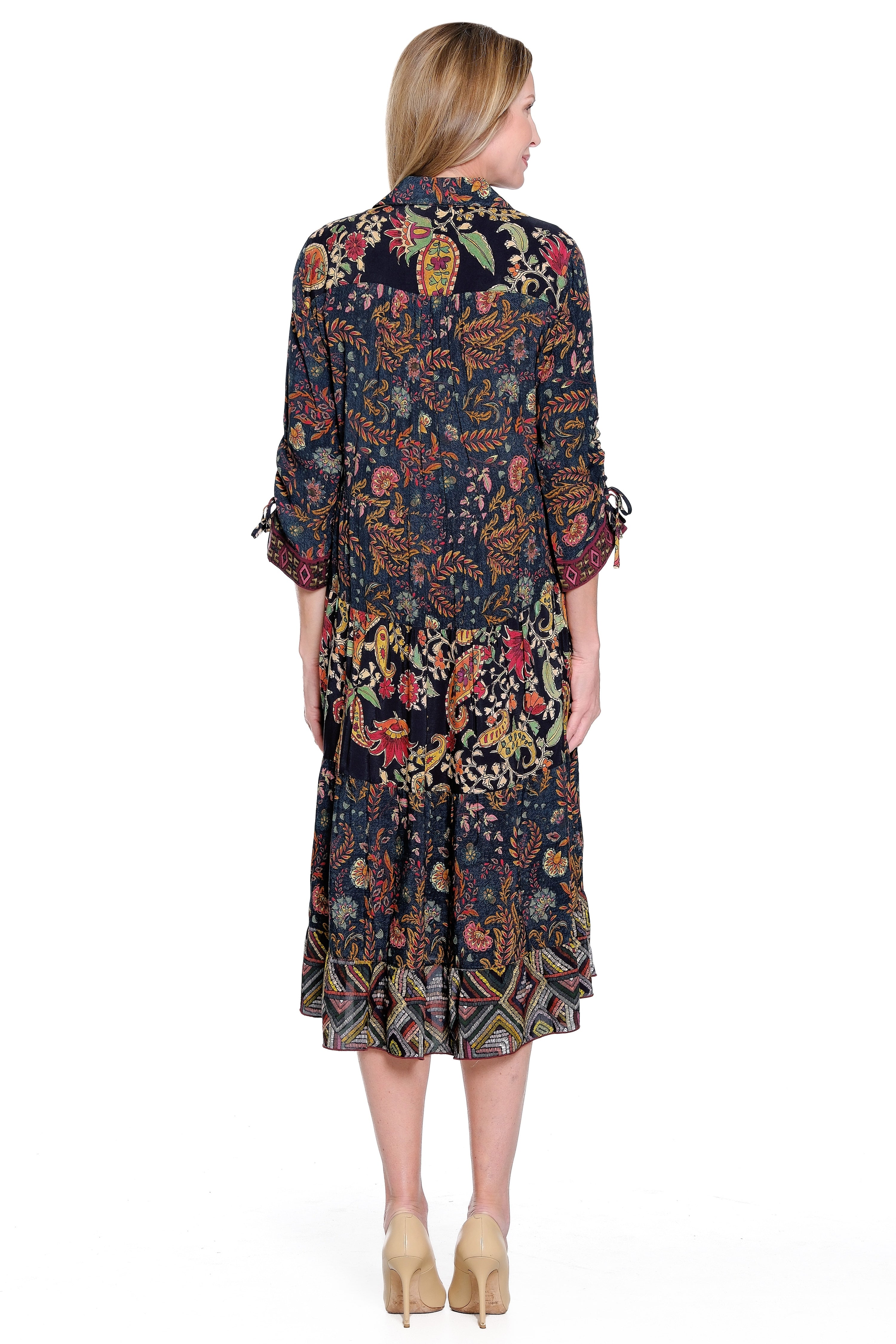 Mixed Print Tiered Dress - Petite - Multi