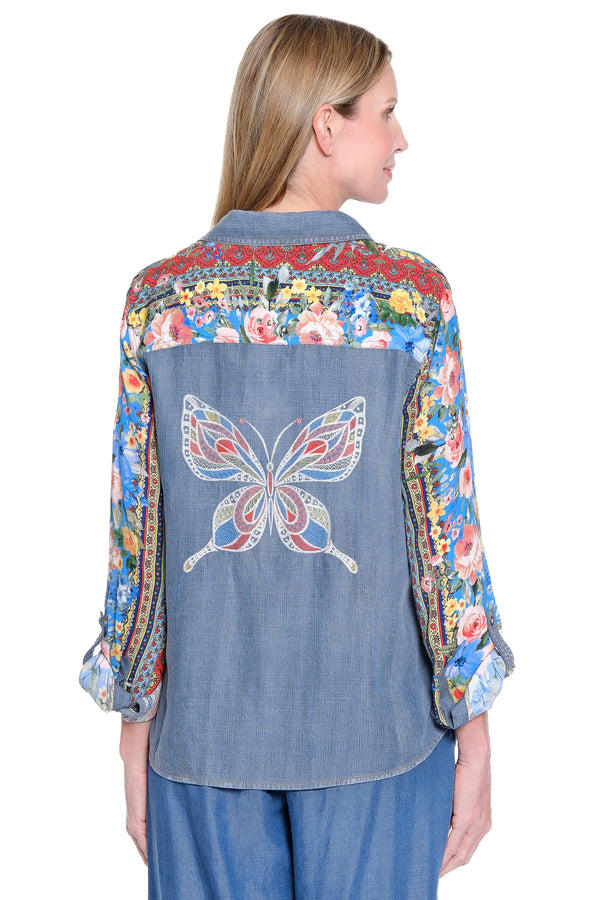 Printed Tie-Front Top - Plus - Floral Multi