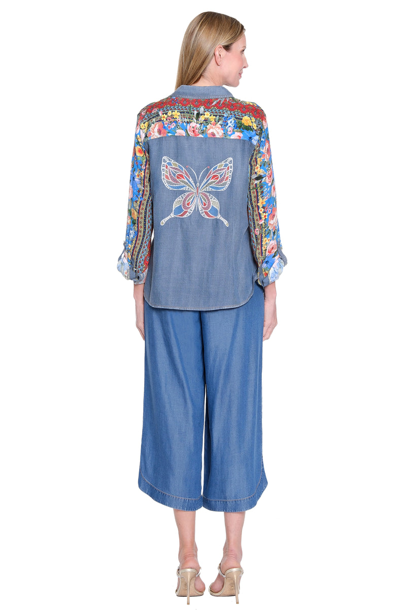 Wide Leg Lyocell Pant - Plus - Chambray