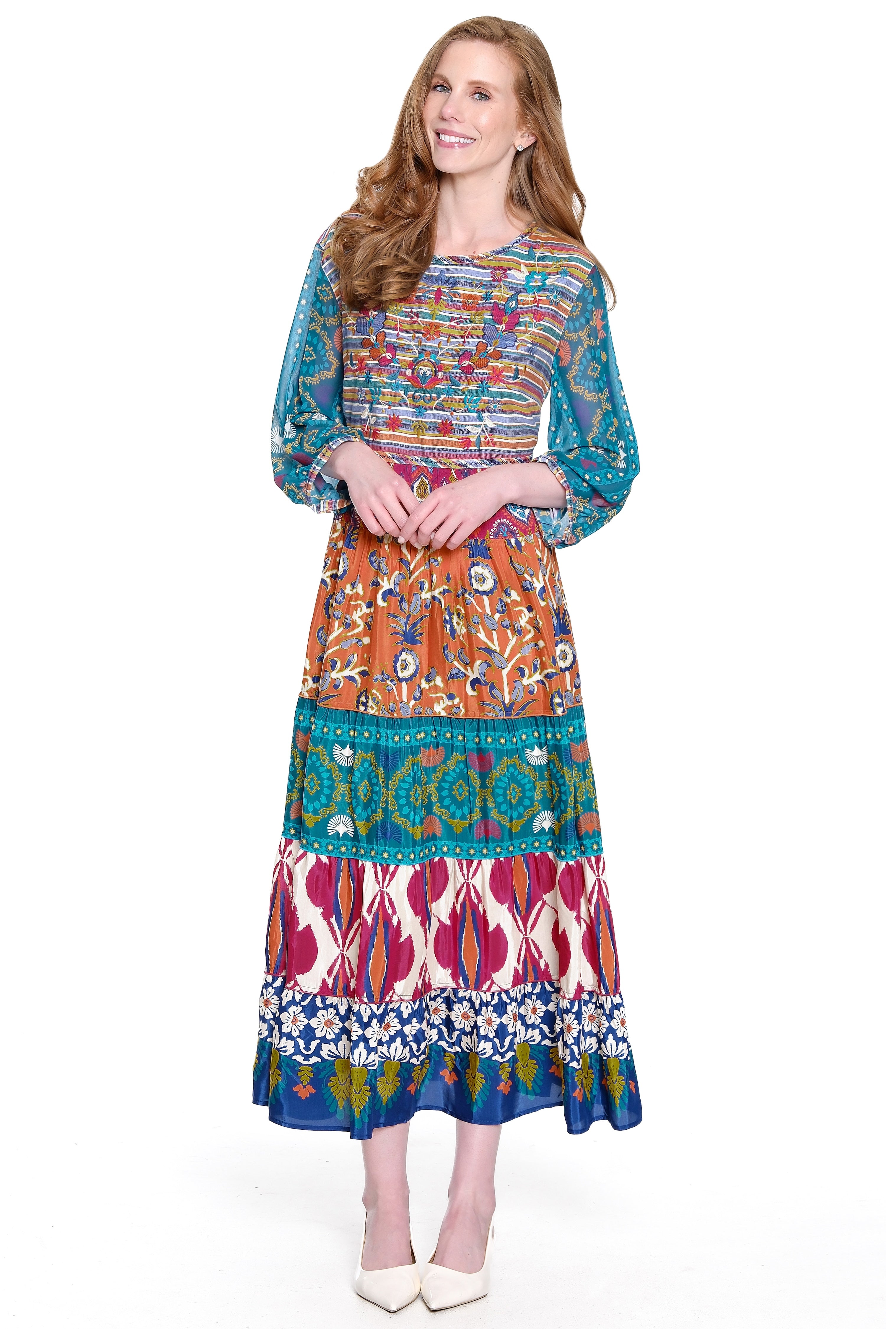 Multi-Print Tiered Dress - Multi