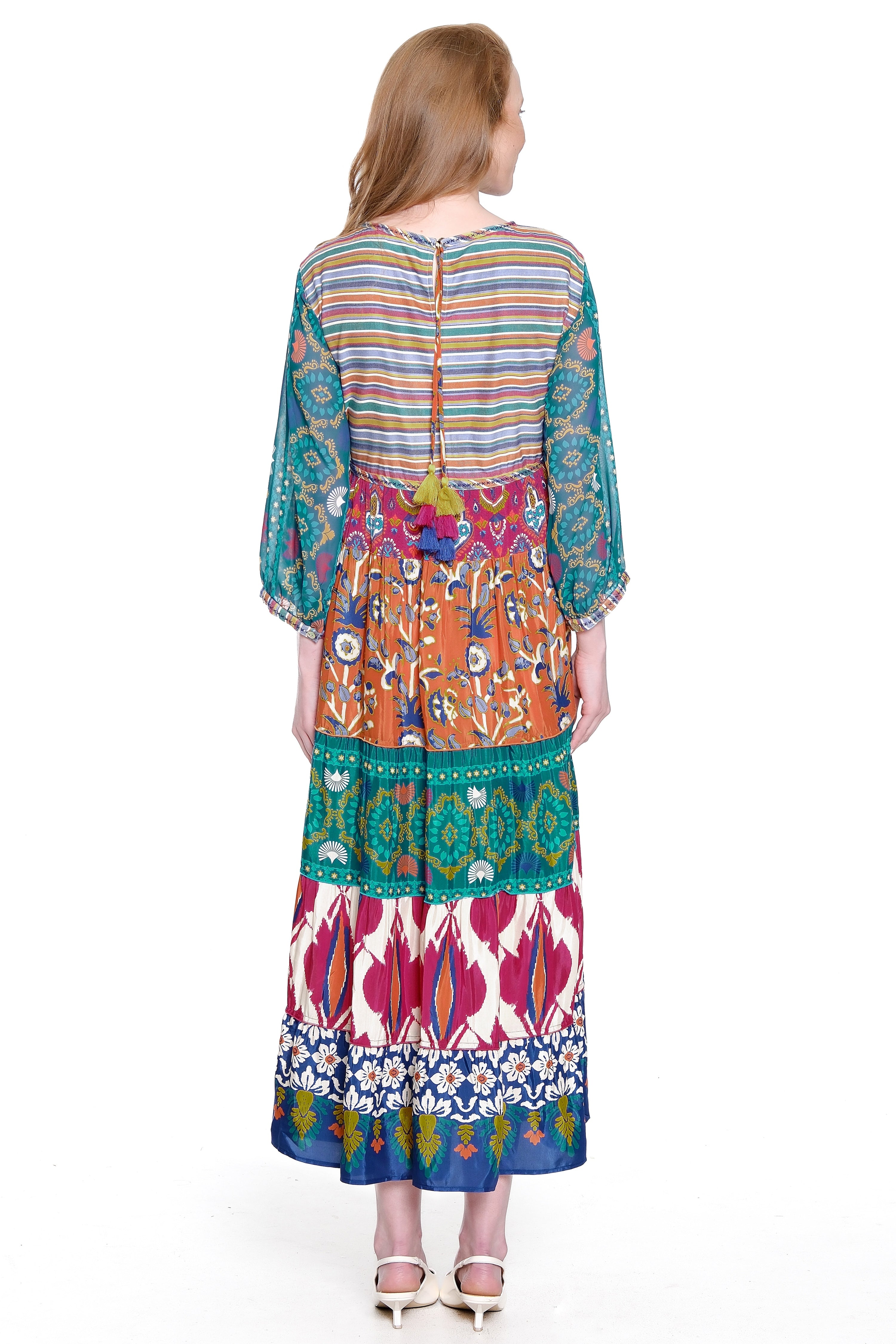 Multi-Print Tiered Dress - Multi