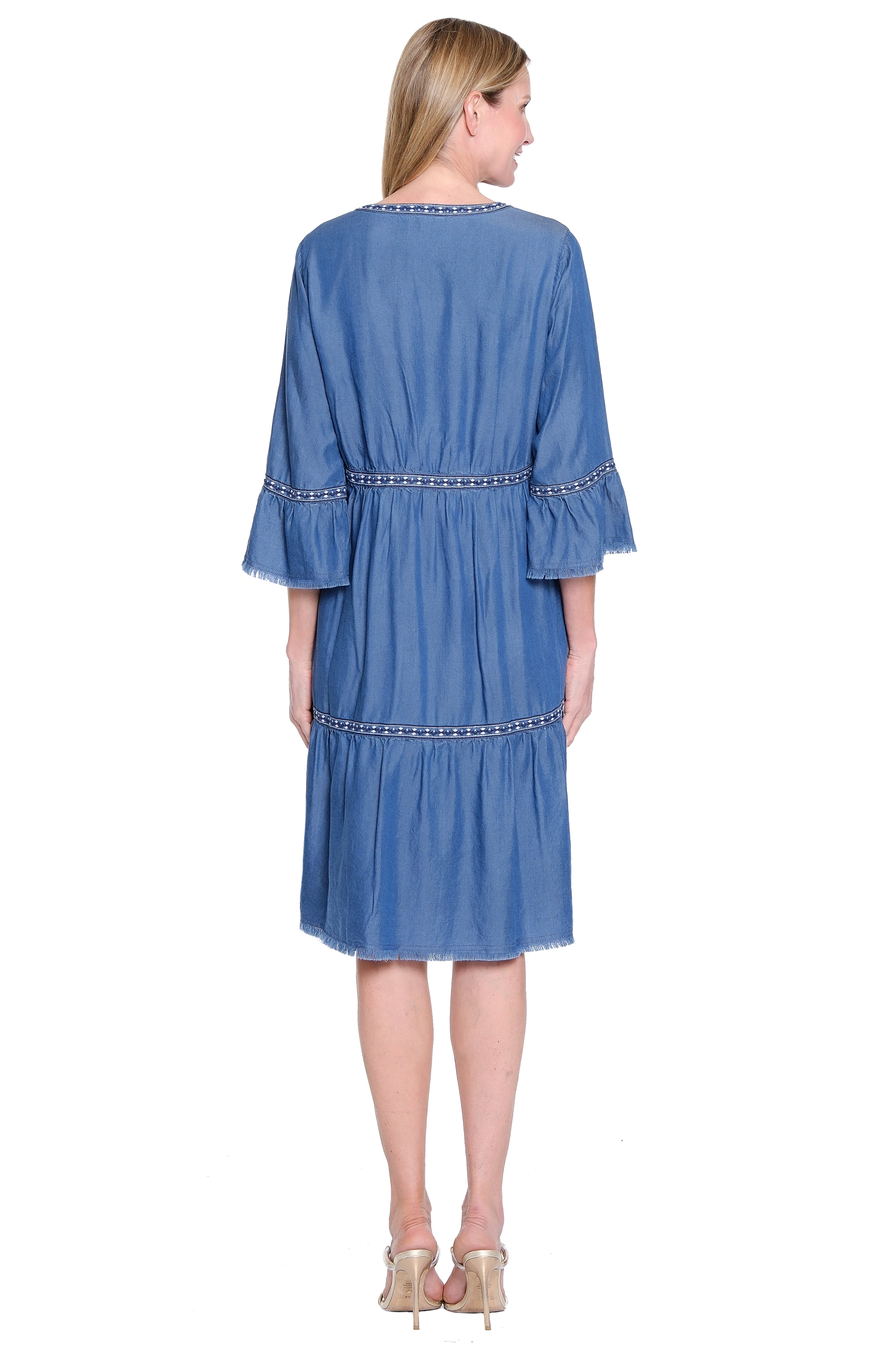 Tiered Flounce Dress - Medium Indigo