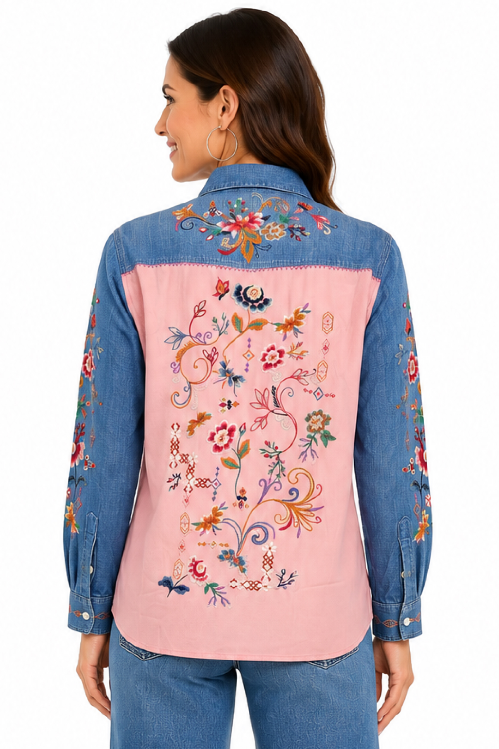 Multi Embroidered Collared Blouse - Missy