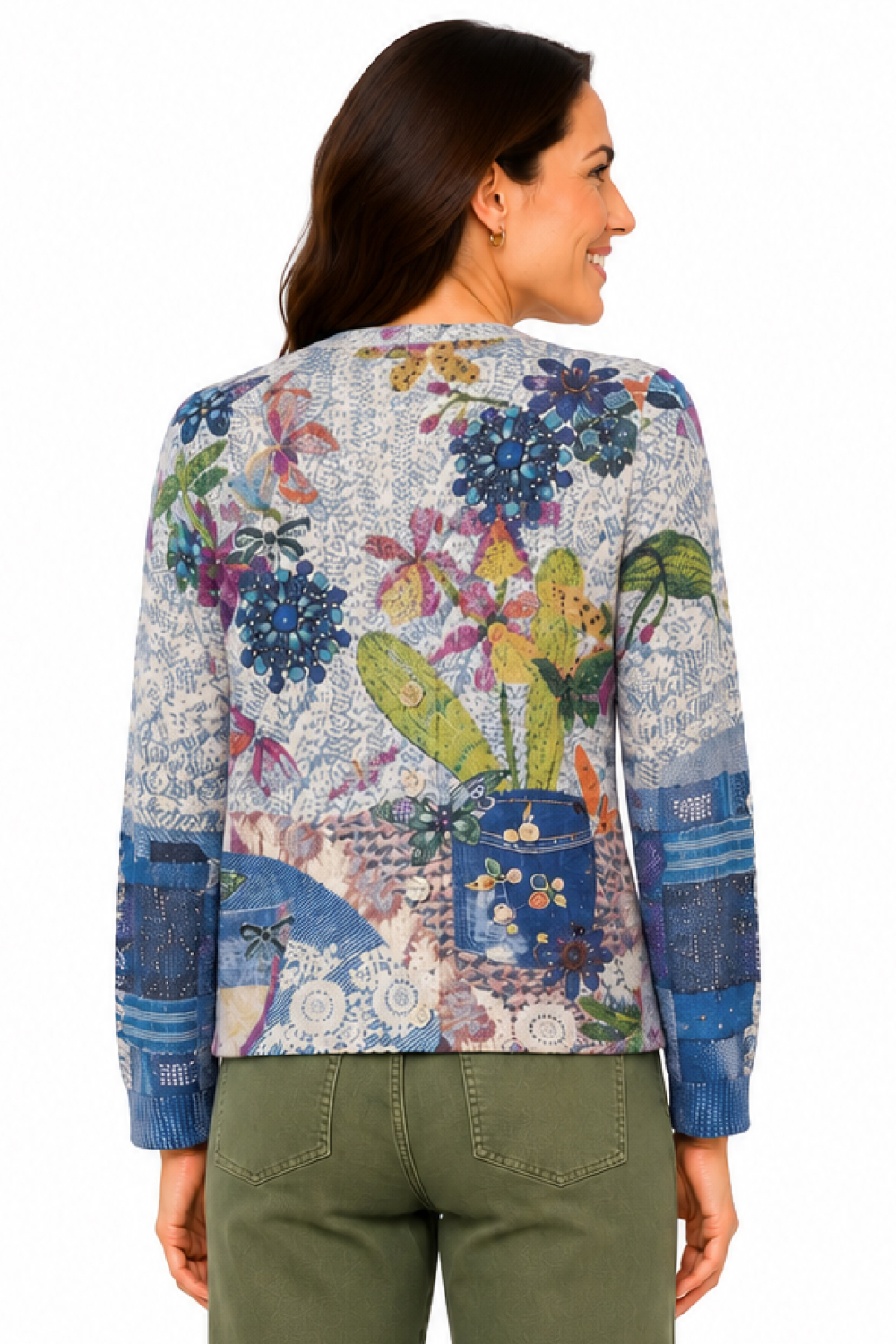 Multi Printed Cardigan Sweater - Petite