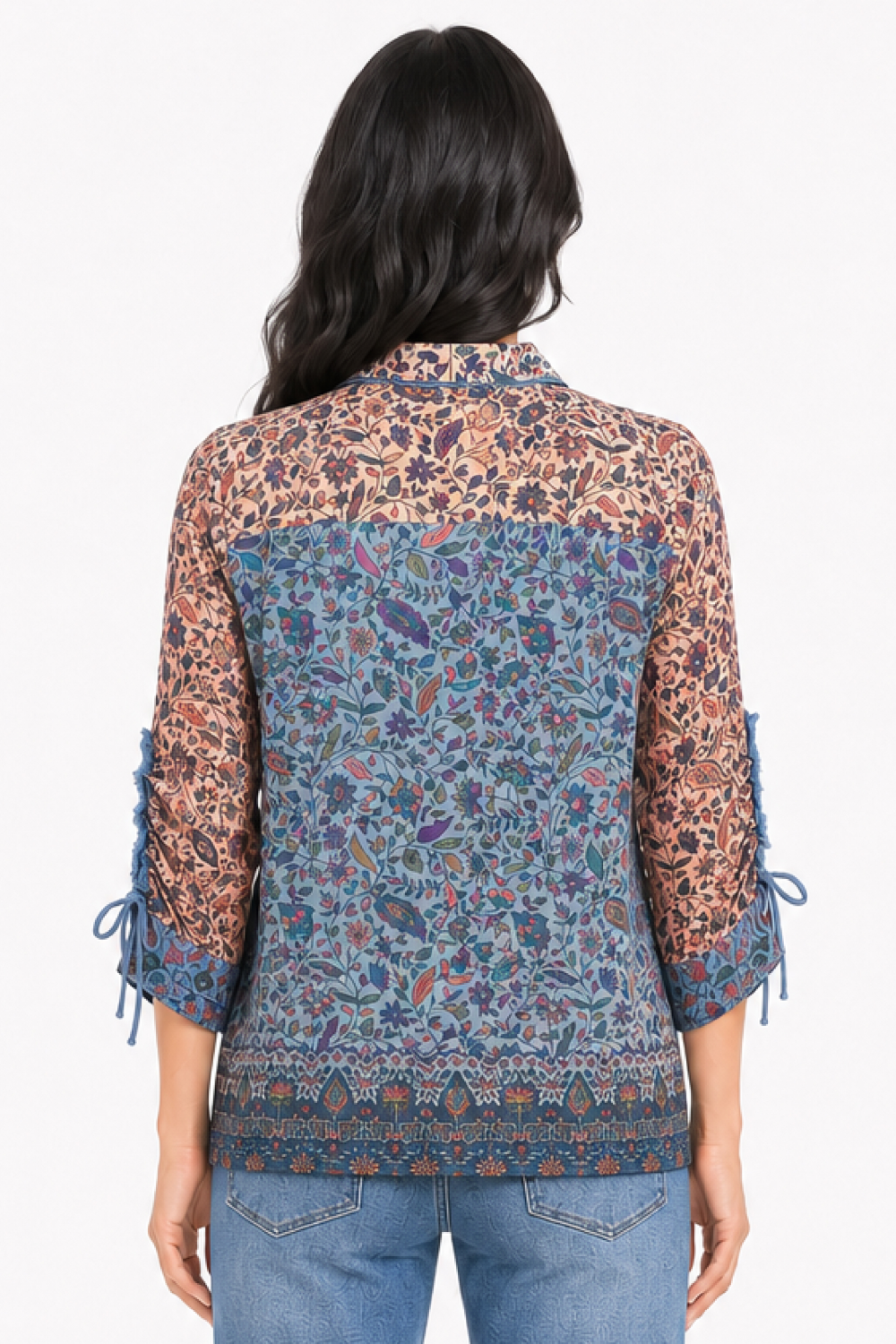 Floral Multi Mixed Print Cinch Blouse - Plus