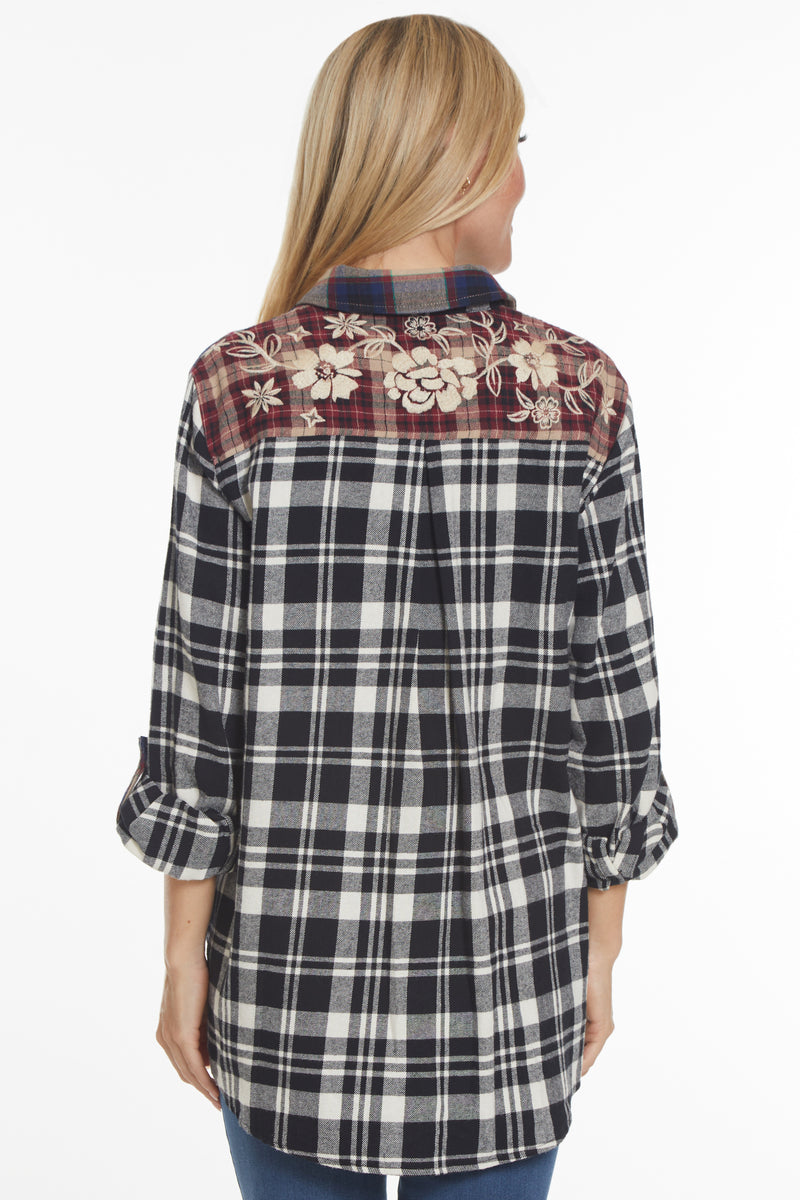 Plaid Patch Blouse - Plaid Multi