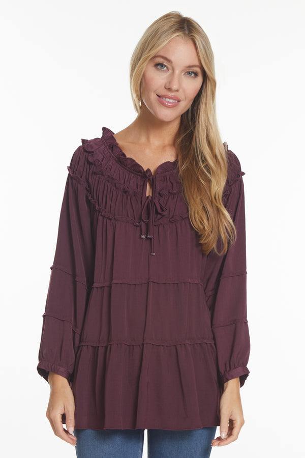 Peasant Tiered Tunic - Cassis