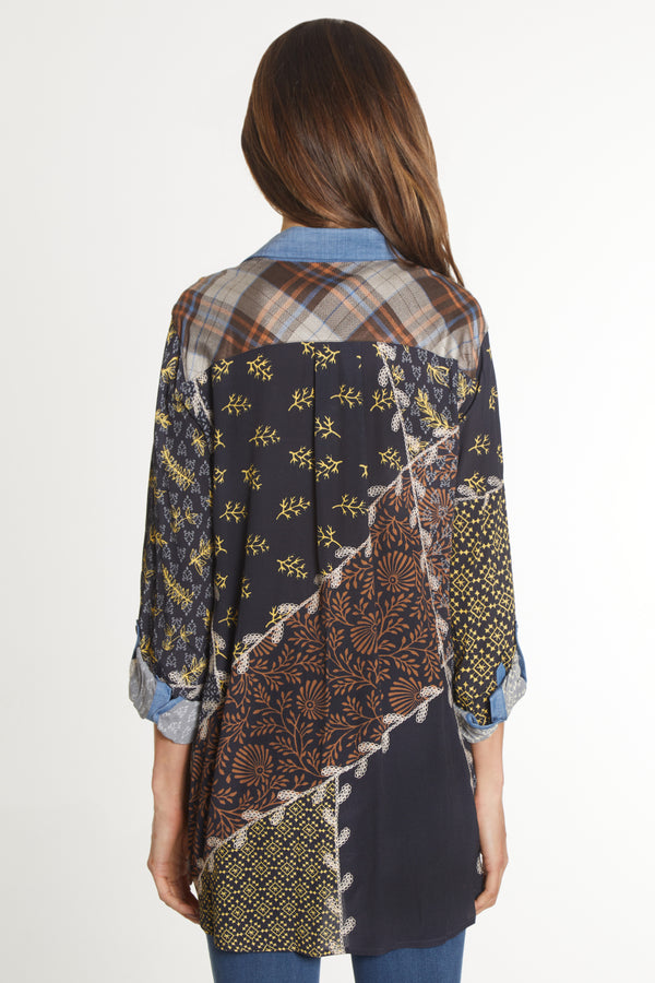Embroidered Plaid Tunic - Women's - Multi