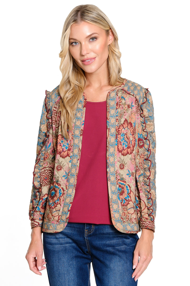 Quilted Multi Print Jacket - Petite - Floral Multi