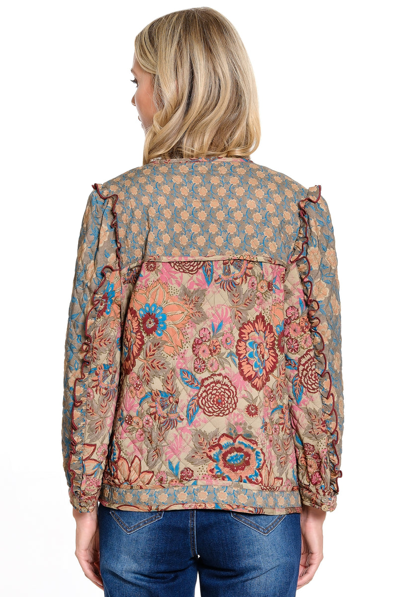 Quilted Multi Print Jacket - Floral Multi