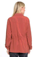 Single Button Front Jacket - Petite - Terracotta