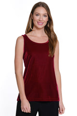 Velvet Knit Scoop Neck Tank - Petite - Burgundy