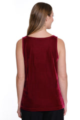 Velvet Knit Scoop Neck Tank - Petite - Burgundy